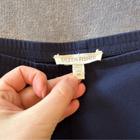 Eileen Fisher Organic Cotton Navy Blue Slim STRETCH Twill Pants - Picture 9 of 10